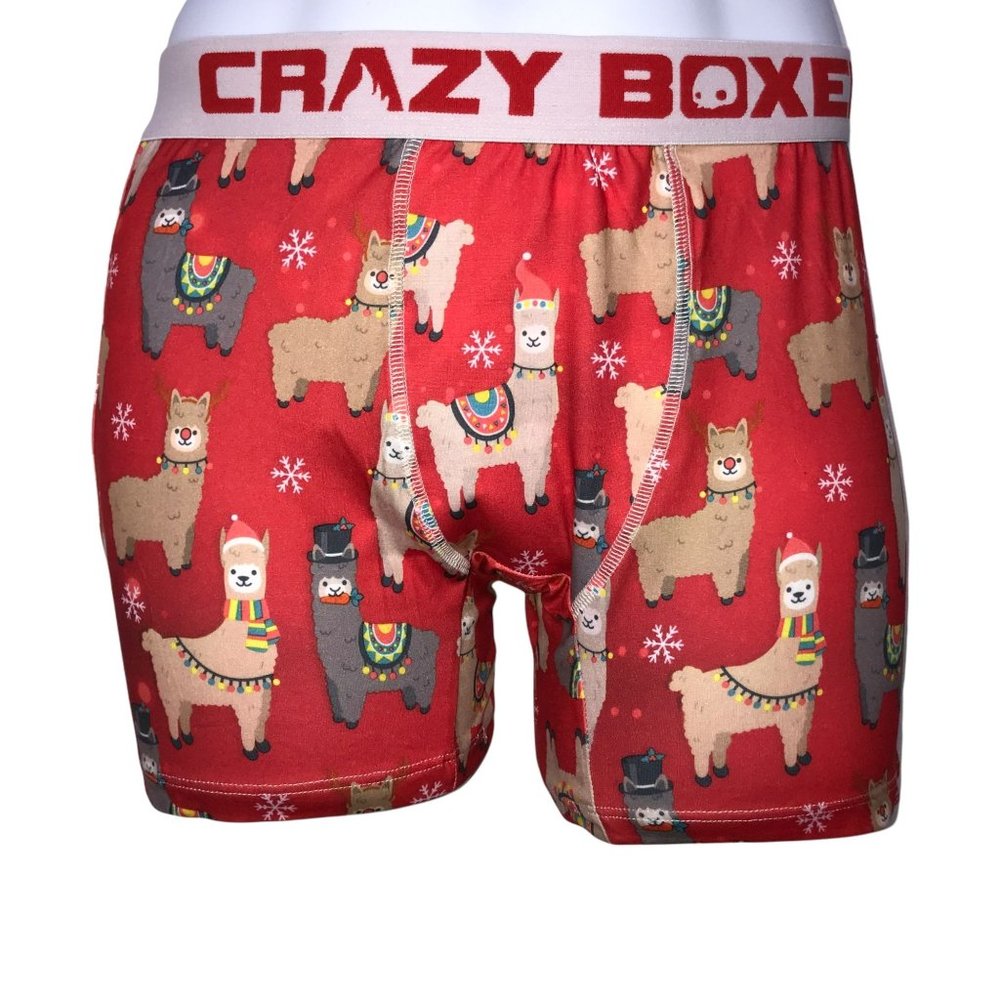 NWT Crazy Boxer 2 Pack Funny Llama Snowflake Christmas Holiday Underwear Men's M